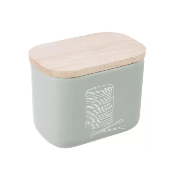 Dóza polyresin/gum. dřevo na vatové tyčinky a tamp. GREENISH