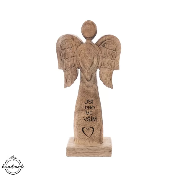 Anděl dřevo MANGO Jsi vším v. 30 cm