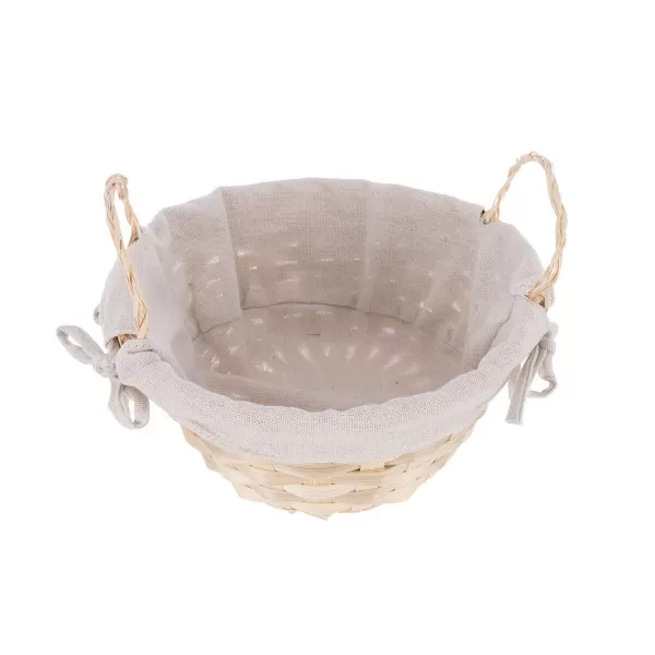 Košík bambus/bavlna pr. 21,5 cm, v. 14 cm