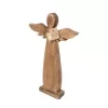 Anděl dřevo MANGO srdce kov v. 42,5 cm