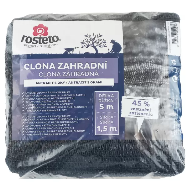 Clona zahradní 45% Rosteto - 5x1,5 m role antracit s oky