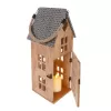 Svícen dřevo/kov MANGO domek v. 48,5 cm