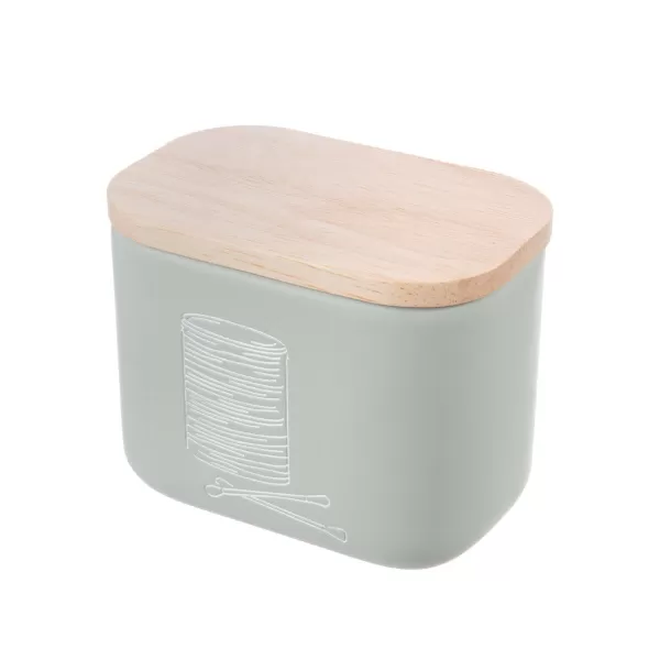 Dóza polyresin/gum. dřevo na vatové tyčinky a tamp. GREENISH