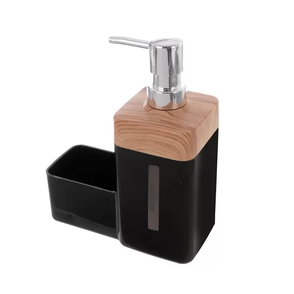 Dávkovač saponátu UH BLACK Wooden s organizérem 0,38 l černá