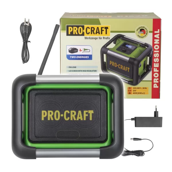 PROCRAFT Aku radio PJS20 DAB+FM Bluetooth 5,3 80W bez baterie a nabíječky PJS20BB