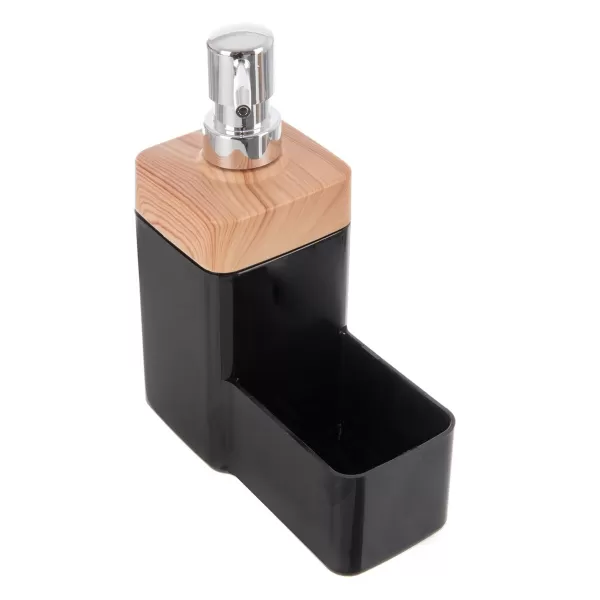 Dávkovač saponátu UH BLACK Wooden s organizérem 0,38 l černá