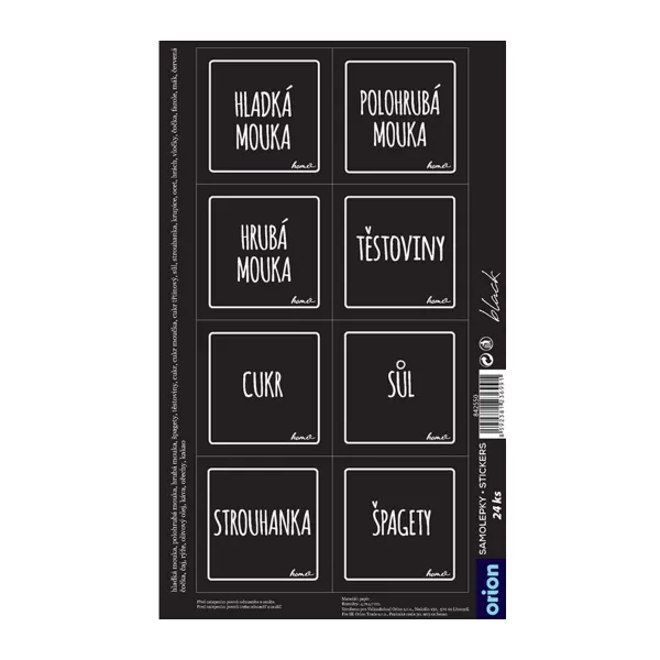 Samolepky na dózy BLACK čtverec 24 CZ