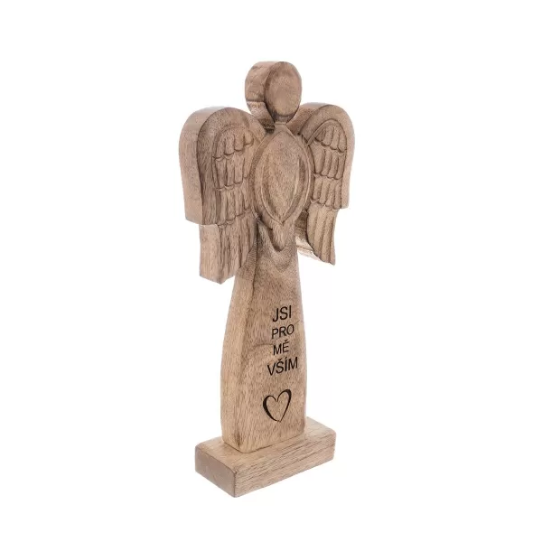 Anděl dřevo MANGO Jsi vším v. 30 cm