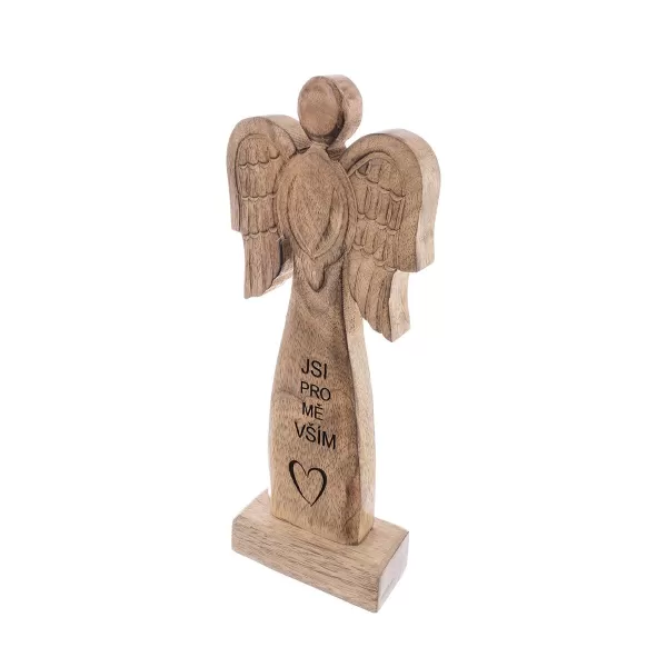 Anděl dřevo MANGO Jsi vším v. 30 cm