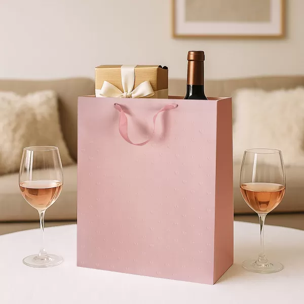 Taška papír dárková vytlač. srdíčka 30,5x12x42 cm růžová