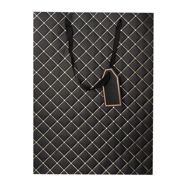 Taška papír dárková quilt 31x12x42 cm černá