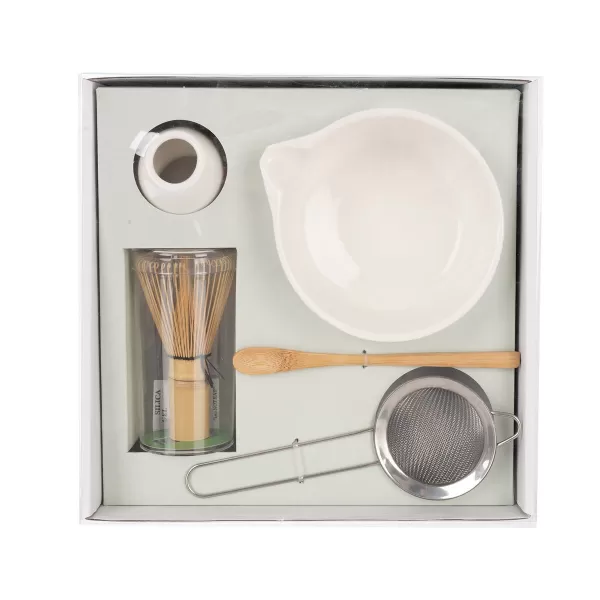 Matcha tea porcelán/bambus set