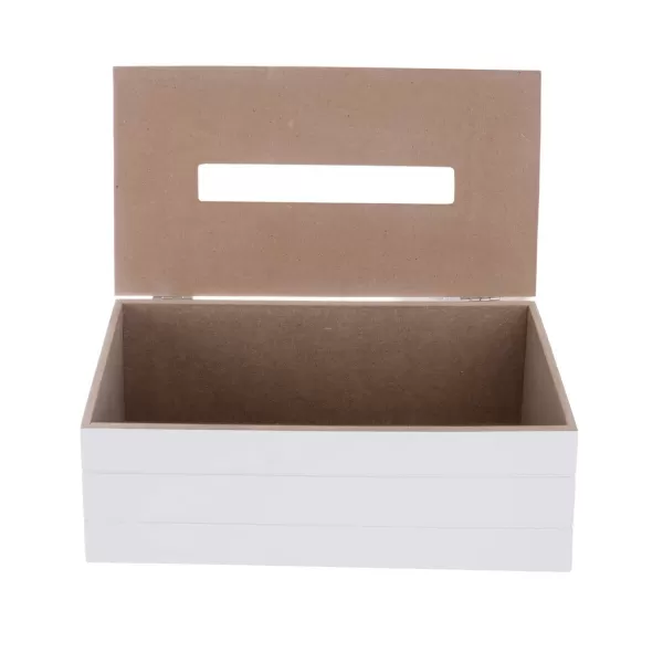 Box dřevo na papírové kapesníky bílá