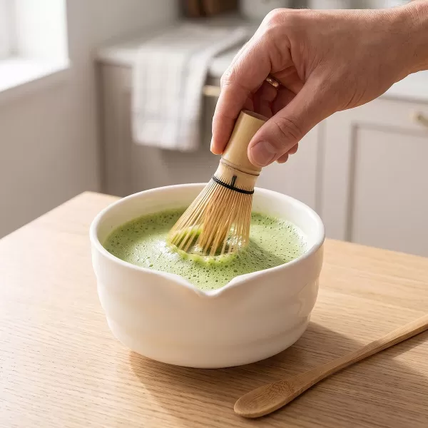 Matcha tea porcelán/bambus set