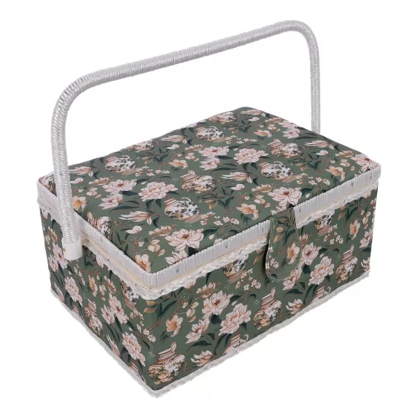 Kazeta na šití dřevo/polyester 31x23,5x16 cm zelená
