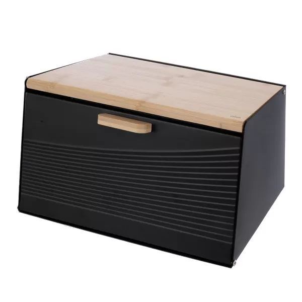 Chlebovka plech/bambus 35,5x21,5x21 cm BLACK