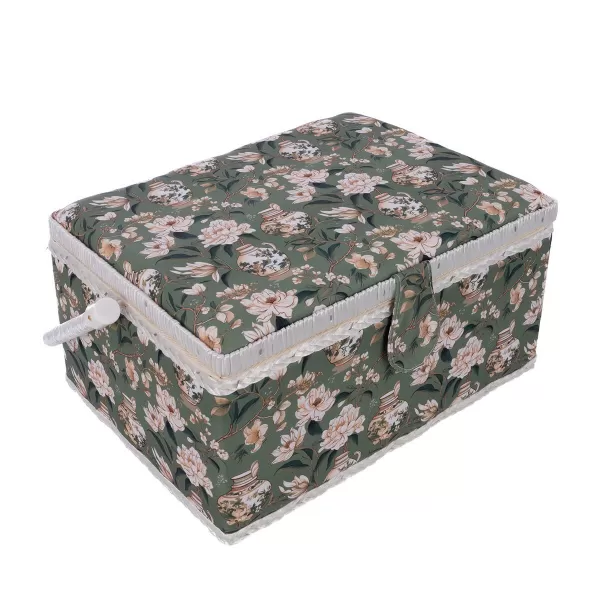 Kazeta na šití dřevo/polyester 31x23,5x16 cm zelená