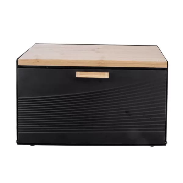 Chlebovka plech/bambus 35,5x21,5x21 cm BLACK