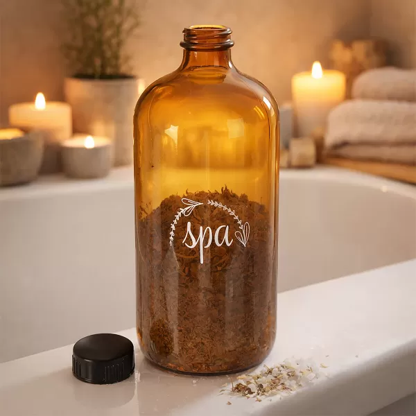 Láhev hnědé sklo s uzávěrem UH SPA 500 ml