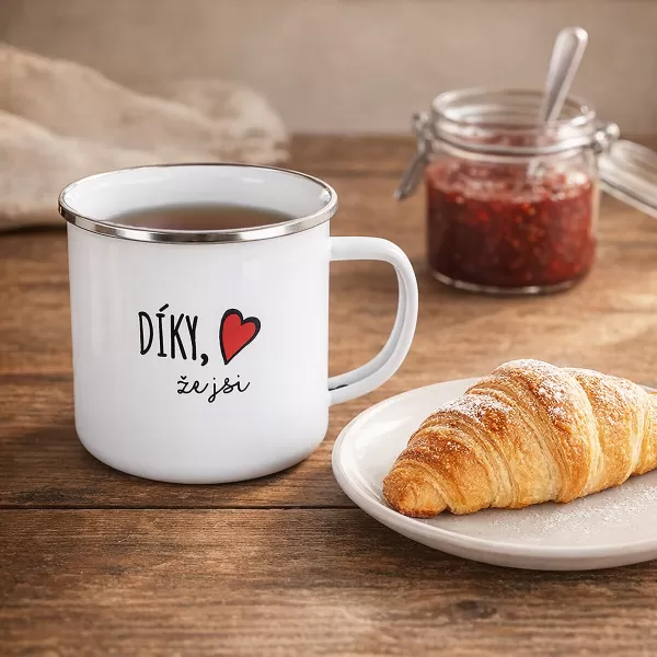 Hrnek smalt Díky, že jsi 0,57 l, pr. 9,7 cm