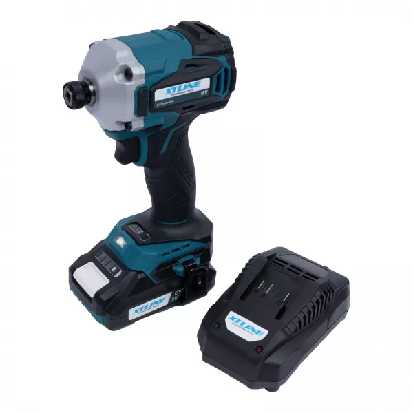 XT Aku rázový utahovák na bity bezuhlíkový 18V,1/4" 230Nm+baterie 2.0 Ah+nabíječka 2,4A+box