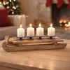 Svícen adventní dřevo/kov MANGO sáňky