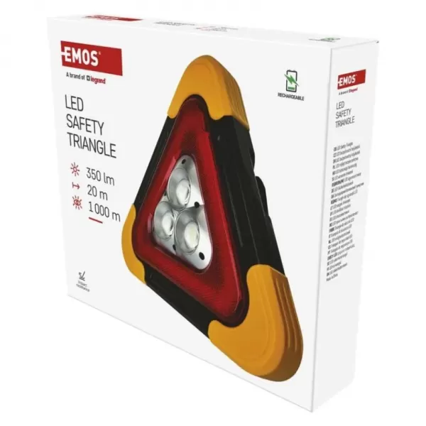 EMOS COB LED + ČER.LED nabíjecí varovný trojúhelník P4010