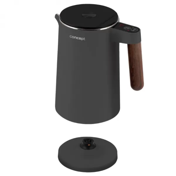 CONCEPT Rychlovarná konvice s regulací teploty 1,5 l NORWOOD, tmavě šedá RK3305