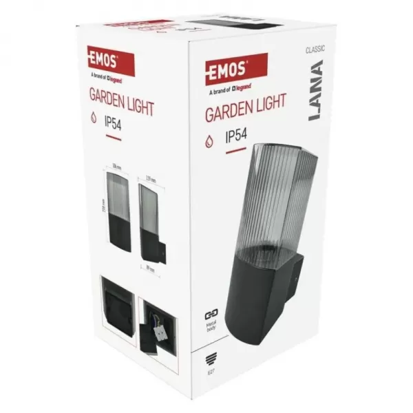 EMOS ZGL010P LED zahradní svítidlo nástěnné E27,IP54,MAX 25W