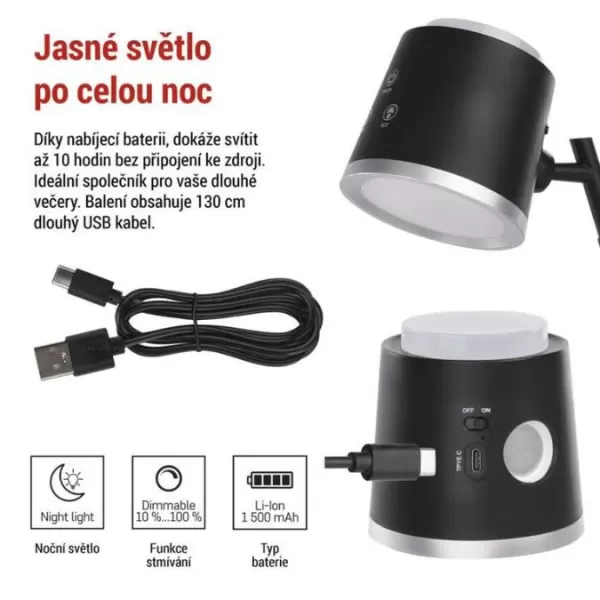 EMOS Lampa stolní LED ABBIE černá Z7636B