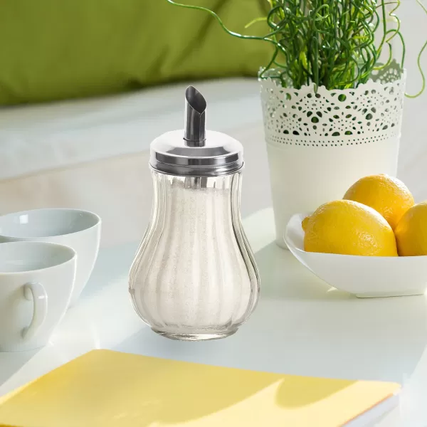 Cukřenka sklo/kov s dávkovačem pr. 7 cm
