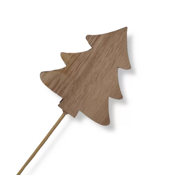 Dekorace - Zápich dřevo stromek 7cm přírodní x12