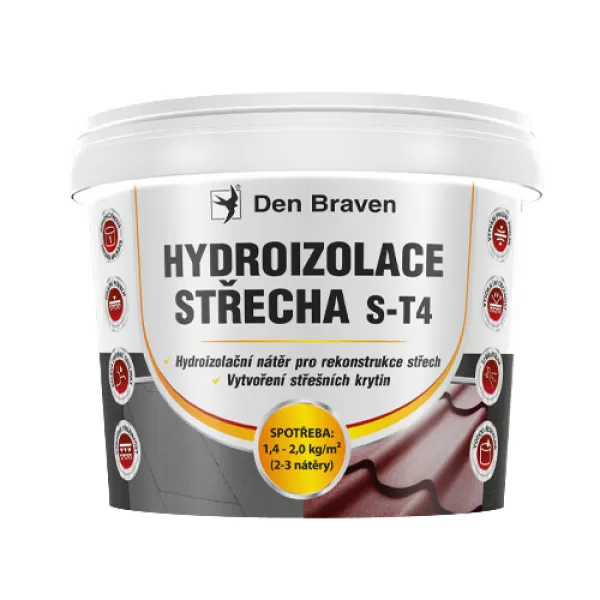DENB Nátěr hydroizolační střešní S-T4 12kg hnědočerv.kbelík