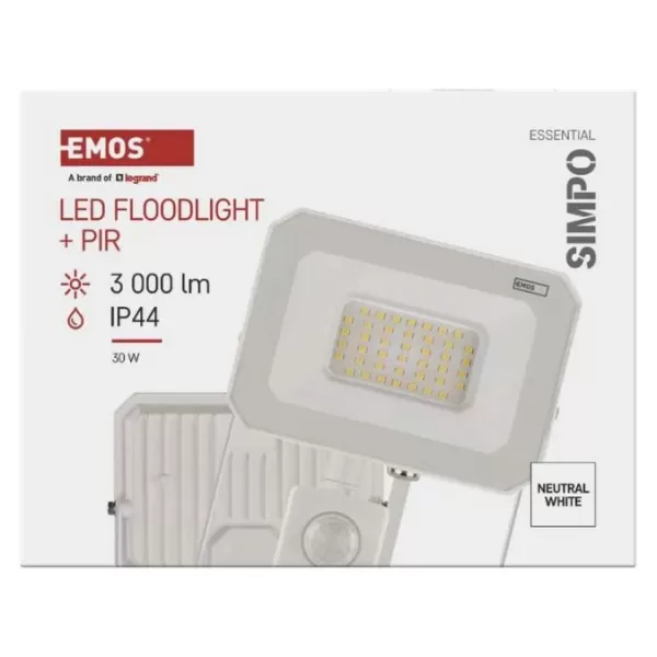 EMOS LED reflektor SIMPO, 30W, 3000LM IP44 NW PIR B ZS2333W