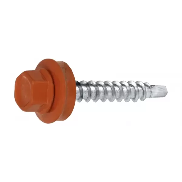 Šroub farmářský 4,8x35mm s podložkou EPDM (RAL 8004)cihl.červená dřevo/plech