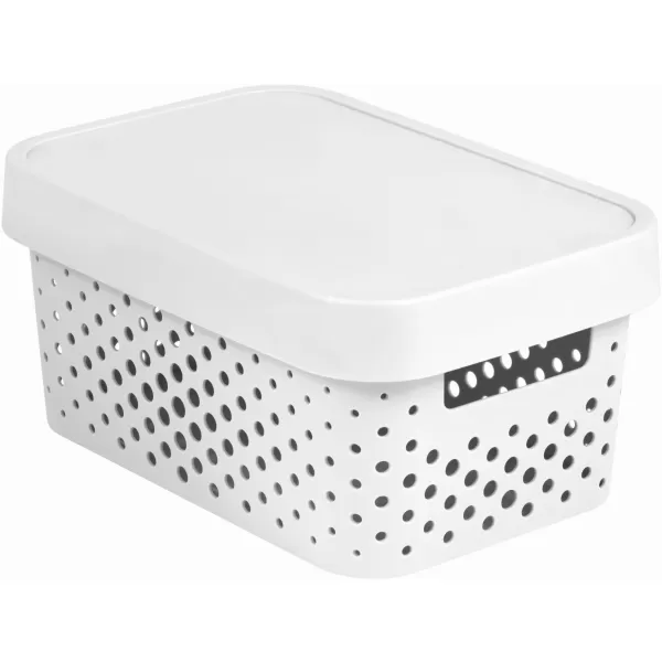 Box uložný INFINITY 4,5L s víkem bílý puntíky