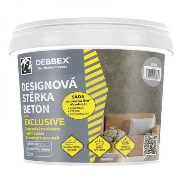 DENB Designová stěrka BETON | EXCLUSIVE odst. šedá 5kg SADA - NOVINKA!