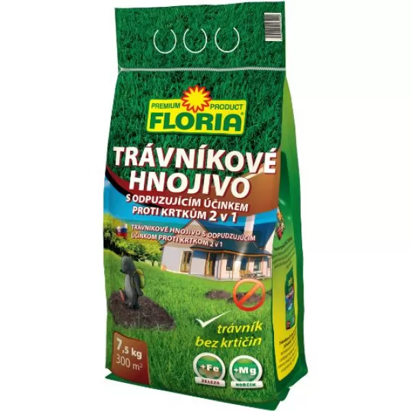 FLORIA Trávníkové hnojivo s odpuzujícím účinkem proti krtkům 7,5kg