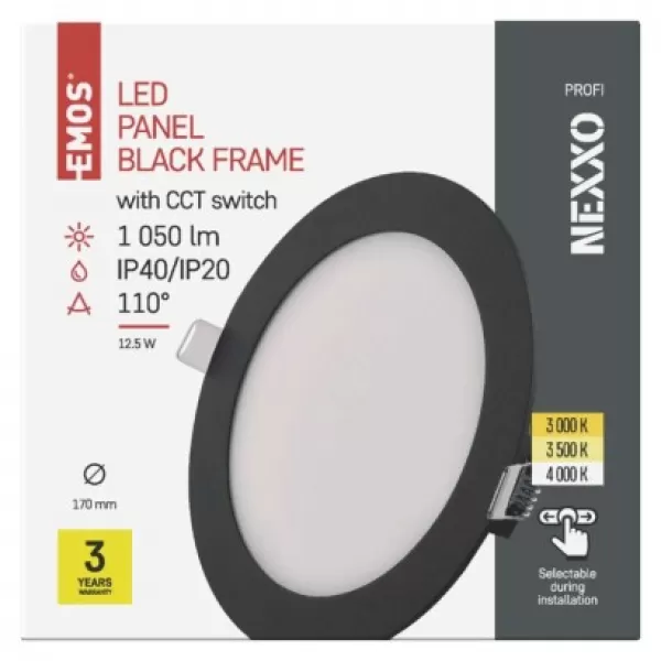 EMOS LED podhledové svítidlo NEXXO černé, 17 cm, 12,5 W, teplá/neutrální bílá (ZD1333)