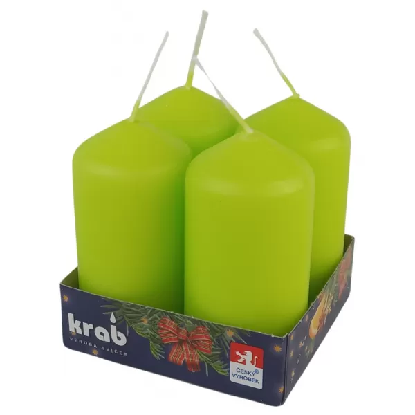 Svíčka adventní válec 40x80 mm - zelená (4ks)