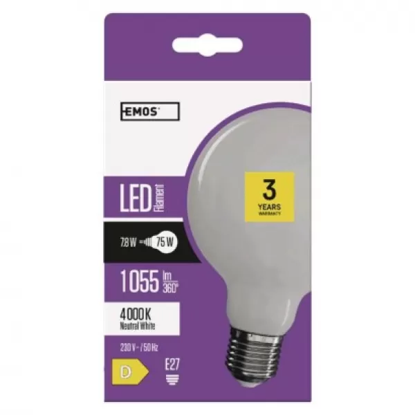 EMOS LED žárovka Filament Globe E27/7,8W (75W)/1 055lm/NW (ZF2151)