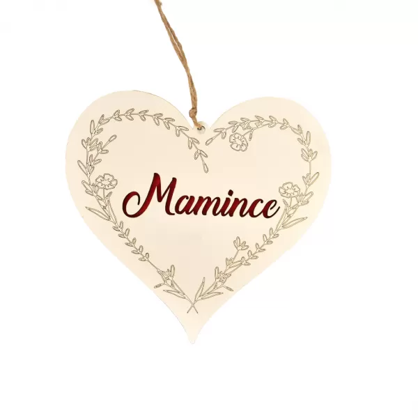 Srdce dřevo Mamince 18x18 cm