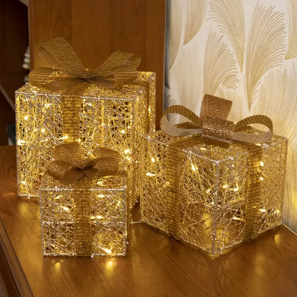 EMOS Světlo vánoční DCFC14 72LED XMAS GOLD GIFT BOX WW-svět.dárky zlaté -3ks