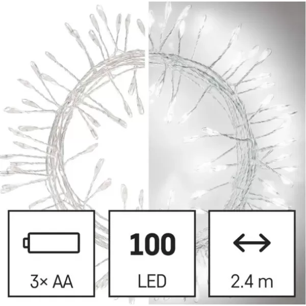 EMOS 100LED NANO CLUSTER BO CW - svět. řetěz