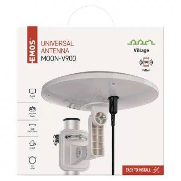 EMOS Anténa univerzální VILLAGE MOON–V900, DVB-T2, FM, DAB, filtr LTE/4G/5G (J0803)