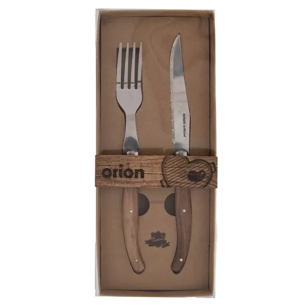 Steak set nůž+vidlička nerez/dřevo