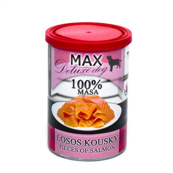 JUKO Konzerva pro psy MAX Deluxe Dog losos kousky 400g