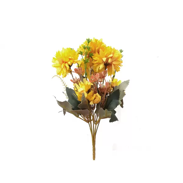 Dekorace - Chryzanthema 7 květů 30cm žlutá