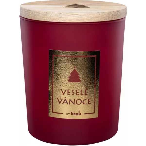 Svíčka sklo MAGIC WOOD 300g-Veselé Vánoce