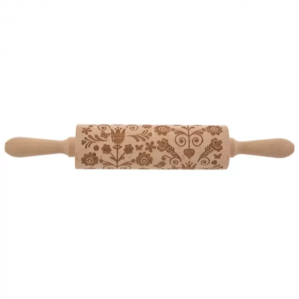 Váleček dřevo Dekor d. 20/38 cm Kvítky